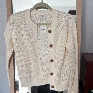 NWT J. Crew Factory Cream Button-Up Cardigan
